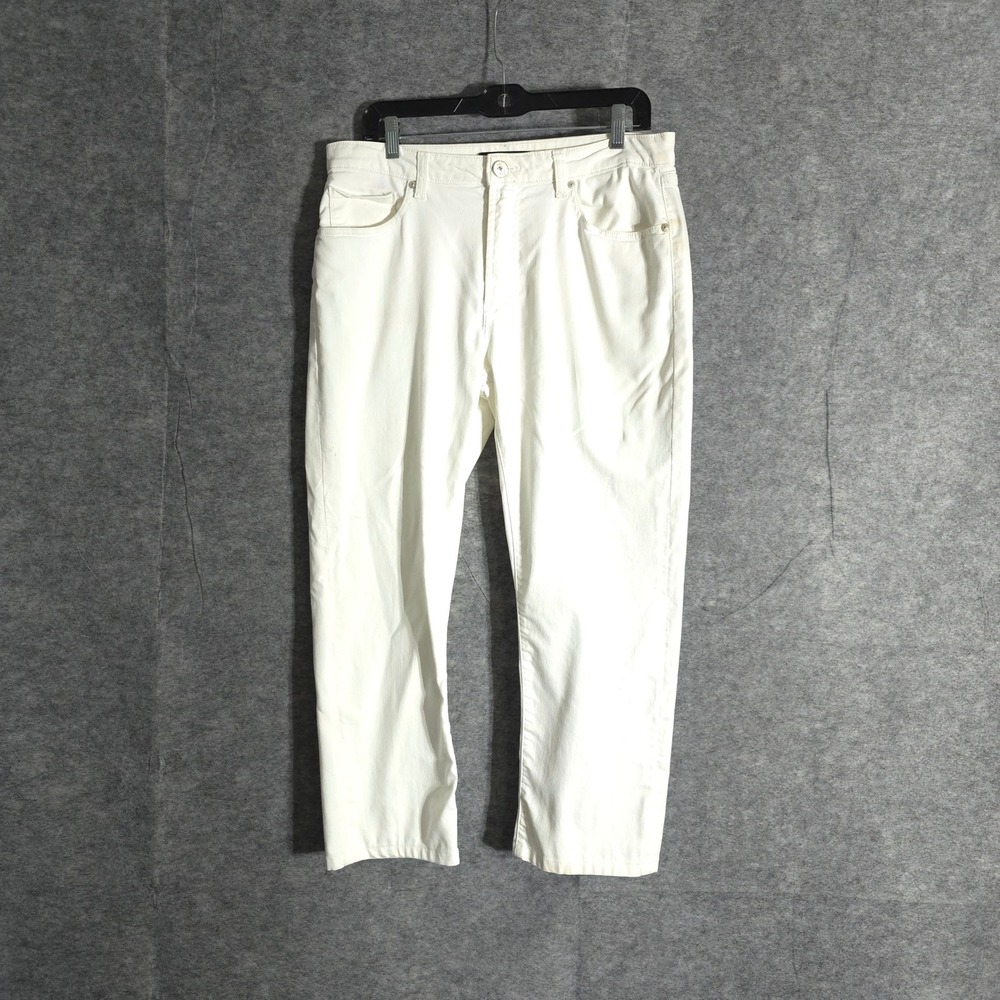 MONFRERE Jeans Womens 32 White Denim Straight Leg Blanc Wash Premium Designer
